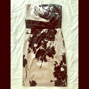 WHBM Strapless Cocktail Dress Champagne & Black